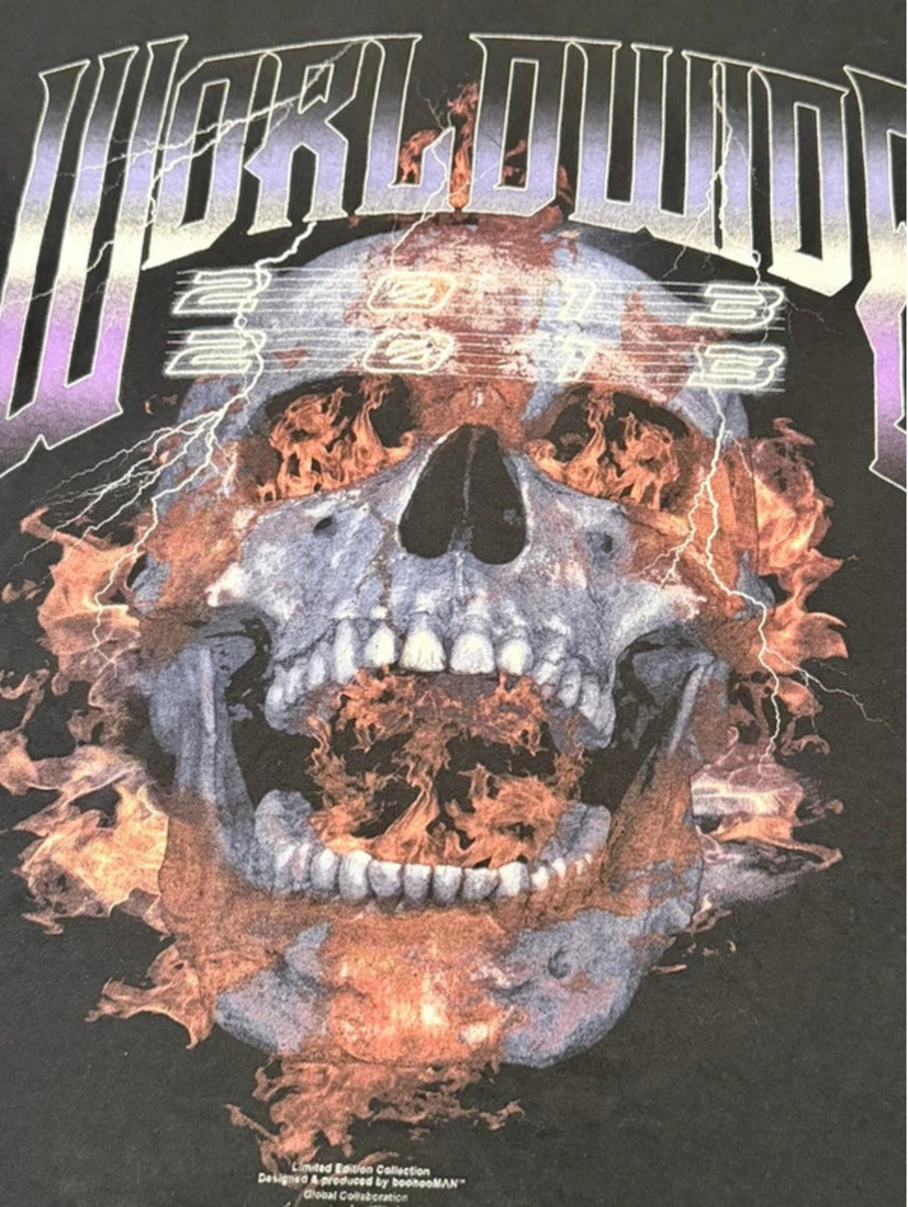BoohooMAN Worldwide Skull Flame Graphic T-Shirt Medium 1339